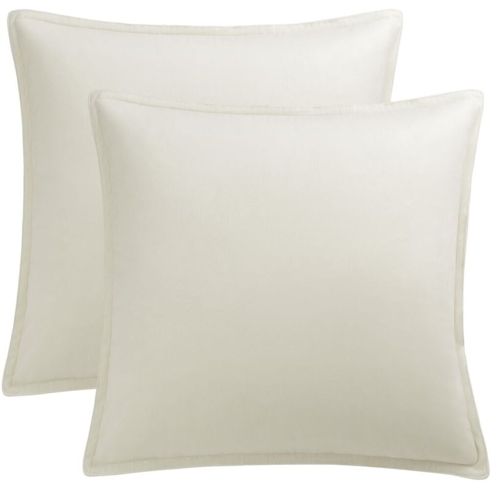 Velvet Throw Pillow Cover 2Pcs Cushion Cases 18"x18" Beige White